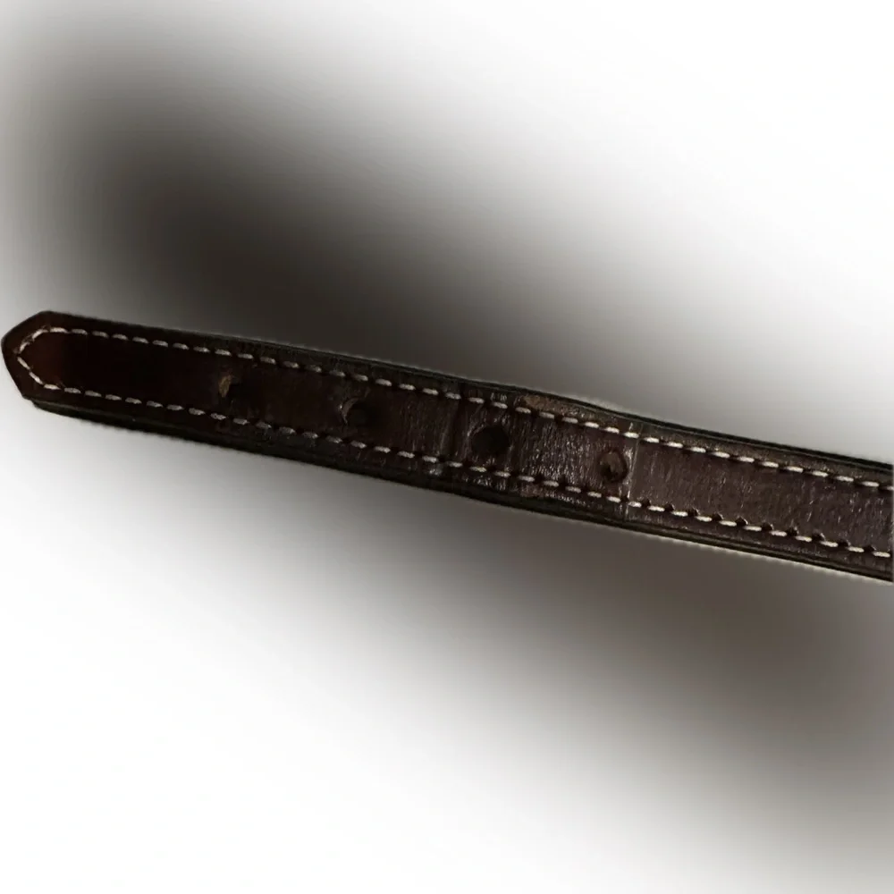VTG LEATHER DOG COLLAR MEDIUM 16” to 18”PET PUPPY BROWN BUCKLE WALK TRAIN TAGS
